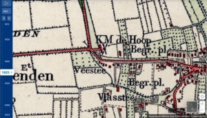 Topografische kaart van de omgeving van de molen De Hoop in 1926.