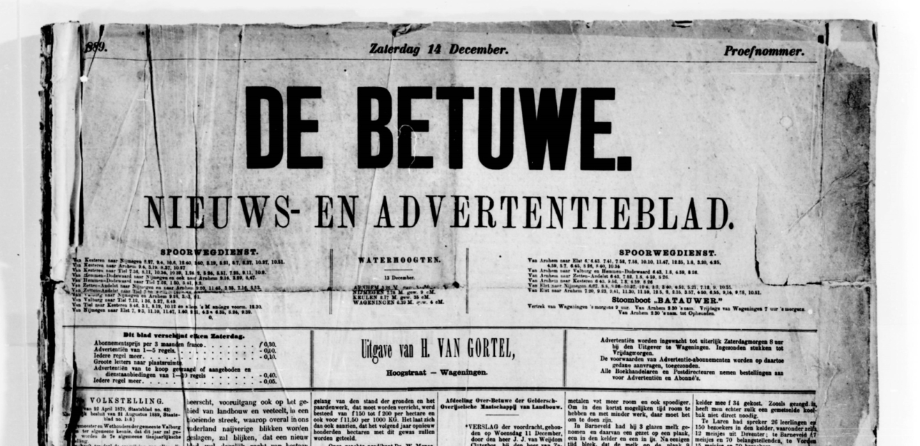 De eerste uitgave van De Betuwe in 1889
